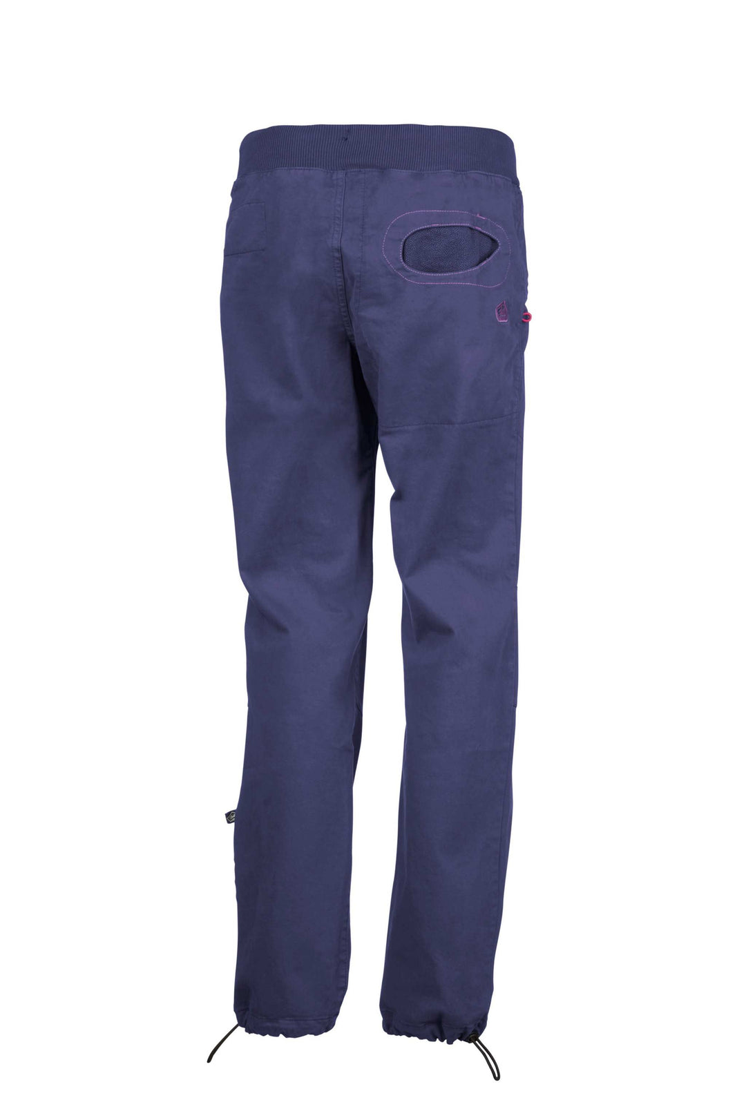 Pantaloni Onda Slim2 in raso di cotone biologico con tasche interne stampate e ricamo, blu navy.