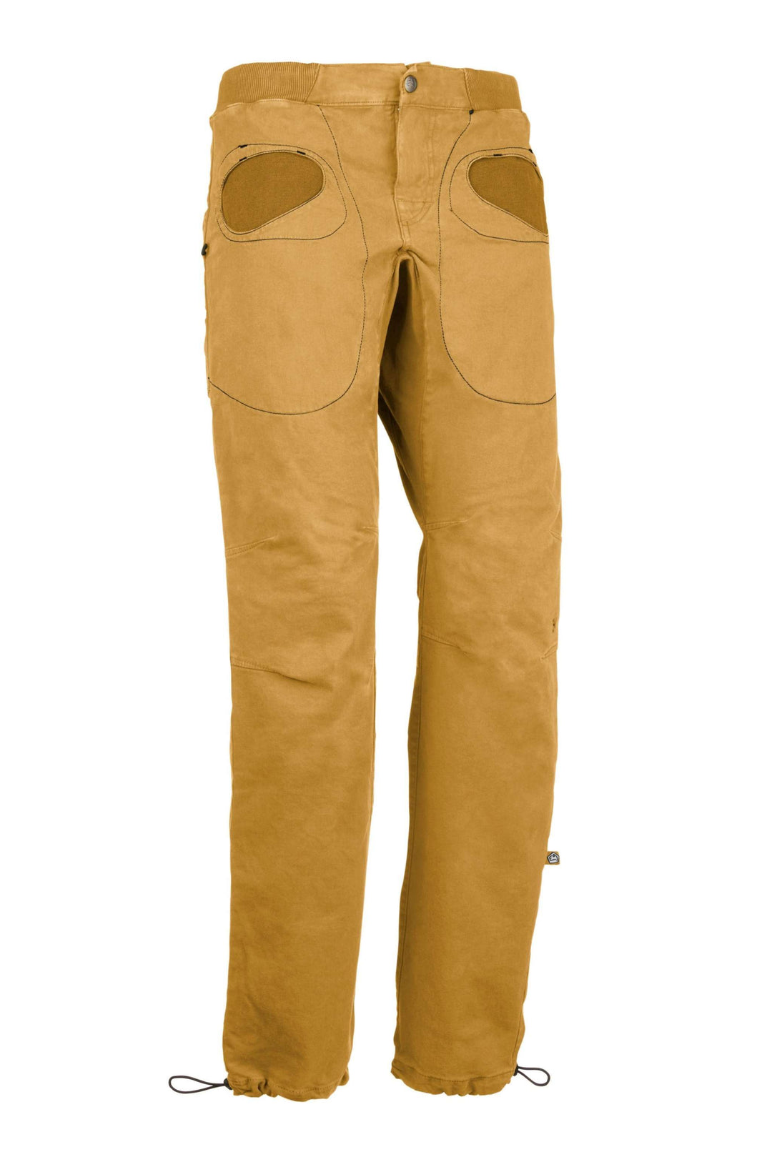 Urban climbing pants in organic cotton satin with contrasting printed fabric pockets and rear embroidery.